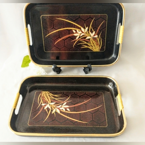Japanese Laquerware Nesting Trays - 3 Mid Century Trays - Picture 2 of 13